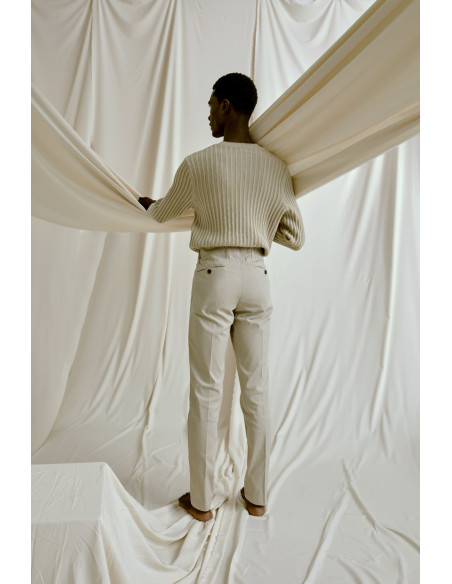 PANTALONE T9018 123511 SLIM ARMATURA COTONE STRETCH TINTO VINTAGE COLORE BEIGE