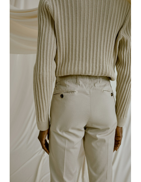 PANTALONE T9018 123511 SLIM ARMATURA COTONE STRETCH TINTO VINTAGE COLORE BEIGE
