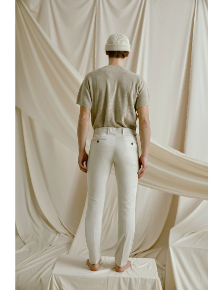 PANTALONE T9066 123510 REGULAR POPELINE COTONE STRETCH TINTO VINTAGE COLORE BEIGE CHIARO