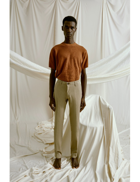 PANTALONE T910 123055 SLIM MICROPUNTO COTONE / POLY TINTO DIRETTO COLORE BEIGE