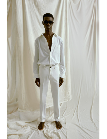 PANTALONE T9067 123066 SUPER SLIM ARMATURA COTONE STRETCH TINTO DIRETTO COLORE BIANCO