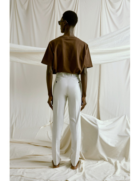 PANTALONE T9132 123051 REGULAR SLIM GABARDINE LEGGERA COTONE/ TENCEL TINTO DIRETTO COLORE BEIGE CHIARO