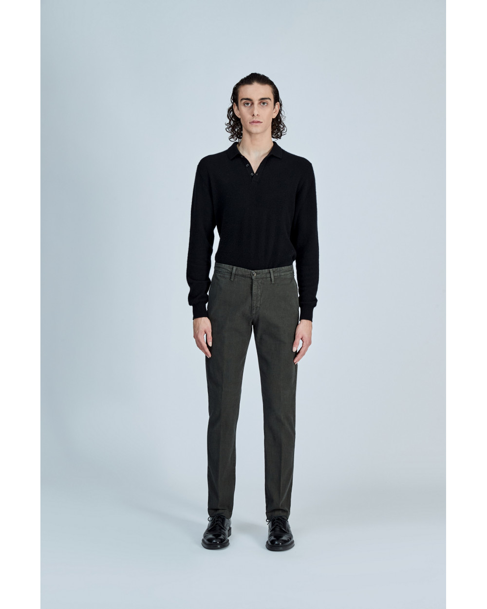 PANTALONE T9036 222035 REGULAR ARMATURA TRAMA NERA VERDE MILITARE